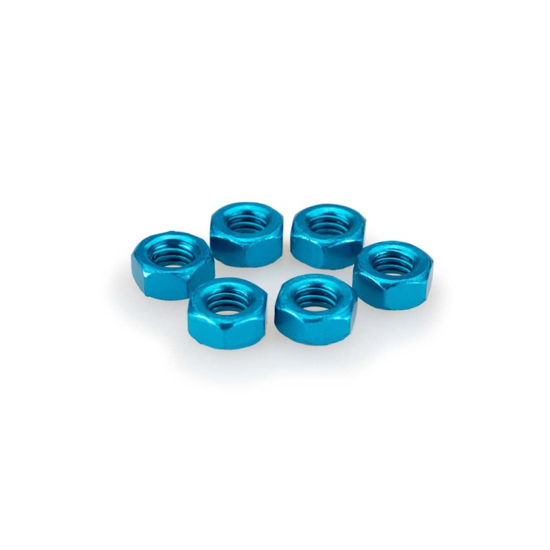 PUIG KIT VIS ANODIZZATE BLEU - COD. 0764A - Dadi EN ALUMINIUM anodizzato. Blister da 6 pezzi. Misura M6.