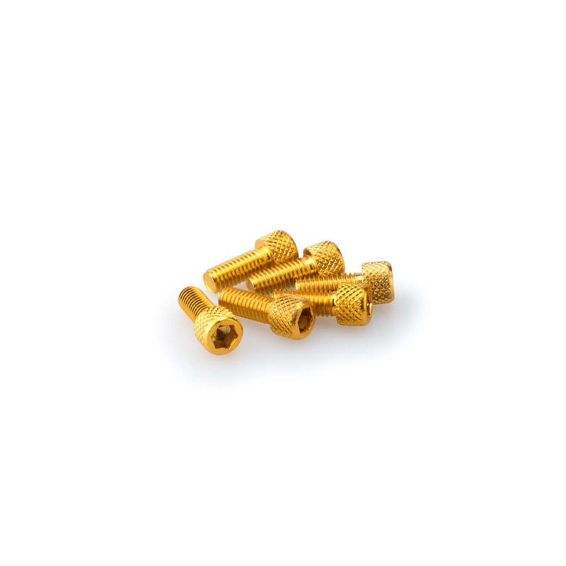 PUIG YELLOW ANODIZED SCREWS KIT - COD. 0363G - Cylindrical head, hexagon socket. Blister of 6 pieces. Size M6 x 15mm.