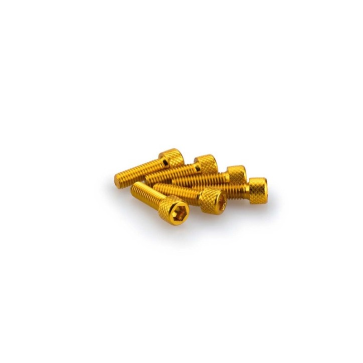 PUIG YELLOW ANODIZED SCREWS KIT - COD. 0364G - Cylindrical head, hexagon socket. Blister of 6 pieces. Size M6 x 20mm.