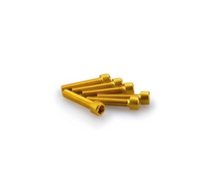 PUIG YELLOW ANODIZED SCREWS KIT - COD. 0258G - Cylindrical head, hexagon socket. Blister of 6 pieces. Size M6 x 30mm.