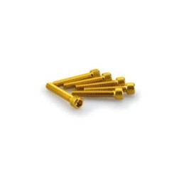 PUIG YELLOW ANODIZED SCREWS KIT - COD. 0346G - Cylindrical head, hexagon socket. Blister of 6 pieces. Size M6 x 35mm.