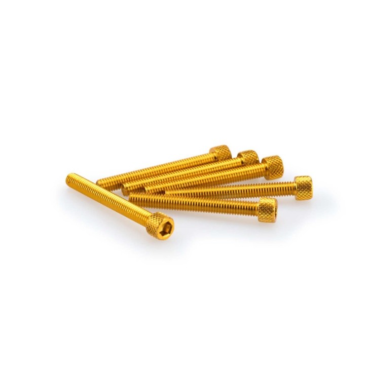 PUIG YELLOW ANODIZED SCREWS KIT - COD. 0421G - Cylindrical head, hexagon socket. Blister of 6 pieces. Size M6 x 50mm.