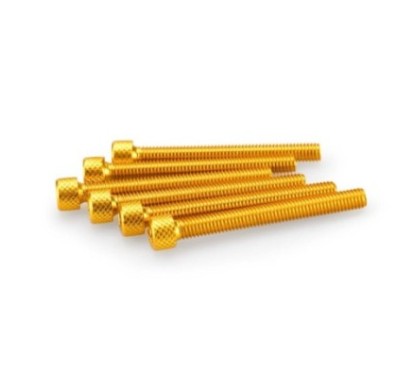 PUIG KIT VIS ANODIZZATE GIALLO - COD. 0446G - Testa cilindrica, cava esagonale. Blister da 6 pezzi. Misura M6 x 55 mm.