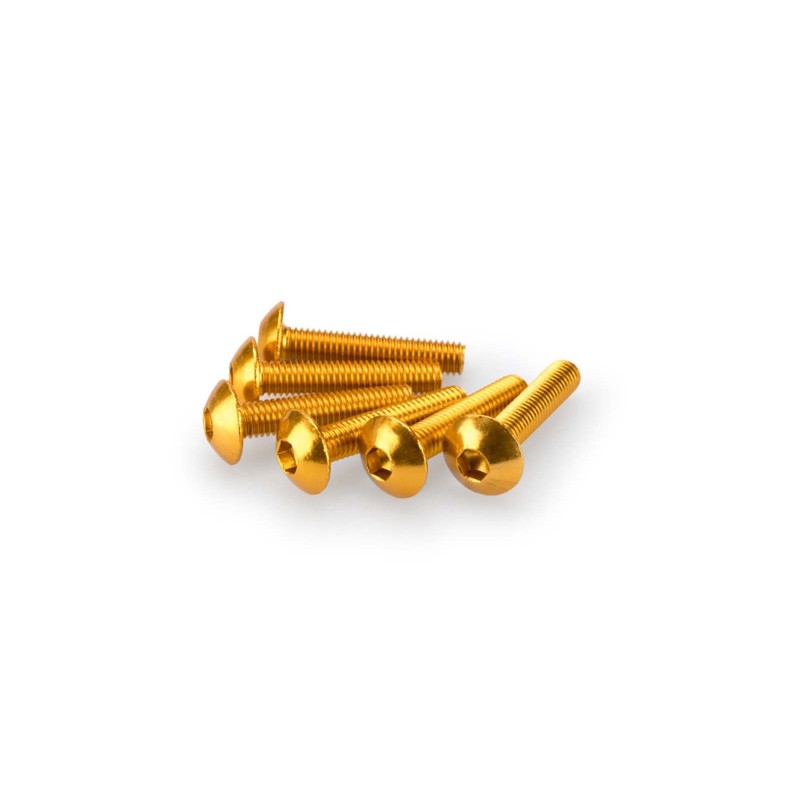 PUIG YELLOW ANODIZED SCREWS KIT - COD. 0610G - Round head, hexagon socket. Blister of 6 pieces. Size M5 x 25mm.