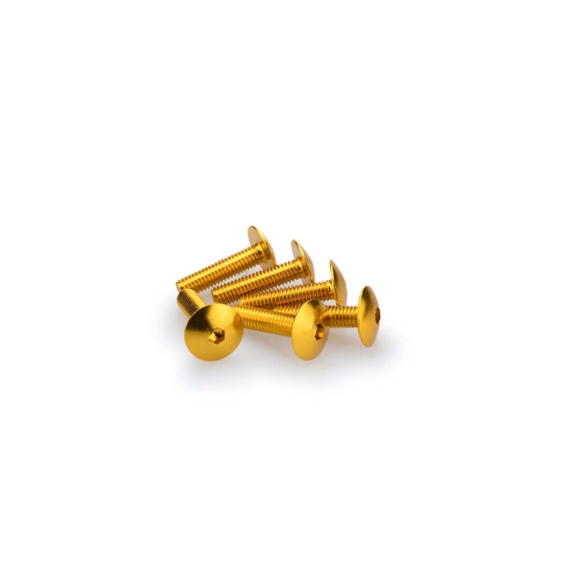 PUIG YELLOW ANODIZED SCREWS KIT - COD. 0689G - Round head, hexagon socket. Blister of 6 pieces. Size M6 x 25mm.