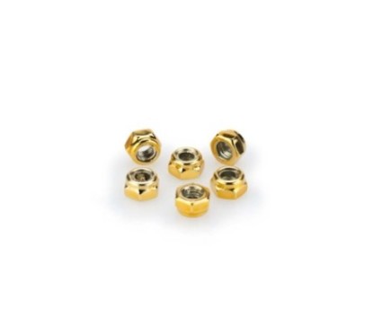 PUIG YELLOW ANODIZED SCREWS KIT - COD. 0735G - Self-locking anodized aluminum nuts. Blister of 6 pieces. Size M5.