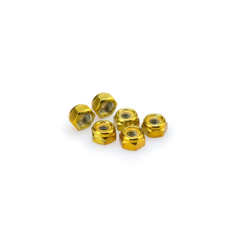 PUIG YELLOW ANODIZED SCREWS KIT - COD. 0832G - Self-locking anodized aluminum nuts. Blister of 6 pieces. Size M8.