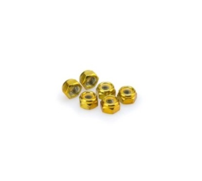 PUIG YELLOW ANODIZED SCREWS KIT - COD. 0832G - Self-locking anodized aluminum nuts. Blister of 6 pieces. Size M8.