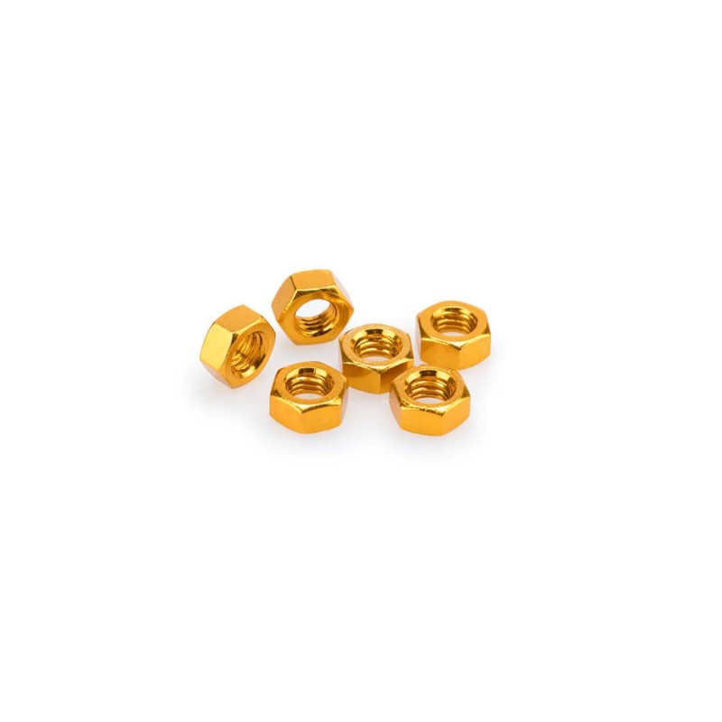 PUIG YELLOW ANODIZED SCREWS KIT - COD. 0863G - Anodized aluminum nuts. Blister of 6 pieces. Size M8.