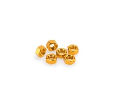 PUIG YELLOW ANODIZED SCREWS KIT - COD. 0863G - Anodized aluminum nuts. Blister of 6 pieces. Size M8.