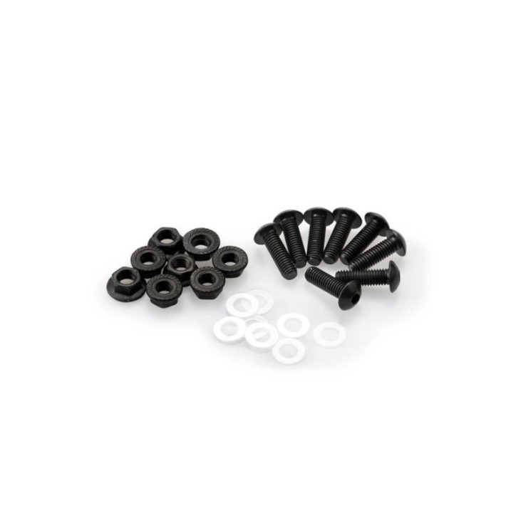 PUIG BLACK ANODIZED SCREW KIT - COD. 0956N - Round head, hexagon socket, with nuts. Blister of 8 pieces. Size M5.