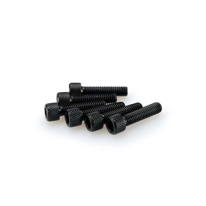 PUIG BLACK ANODIZED SCREW KIT - COD. 0544N - Cylindrical head, hexagon socket. Blister of 6 pieces. Size M6 x 25mm.