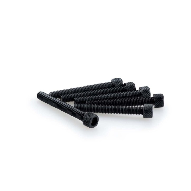 PUIG BLACK ANODIZED SCREW KIT - COD. 0370N - Cylindrical head, hexagon socket. Blister of 6 pieces. Size M6 x 45mm.