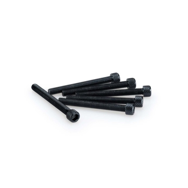 PUIG BLACK ANODIZED SCREW KIT - COD. 0446N - Cylindrical head, hexagon socket. Blister of 6 pieces. Size M6 x 55mm.