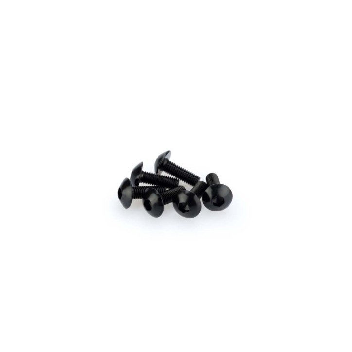 PUIG KIT VITI ANODIZZATE NERO - COD. 0543N - Testa tonda, cava esagonale. Blister da 6 pezzi. Misura M5 x 15 mm.