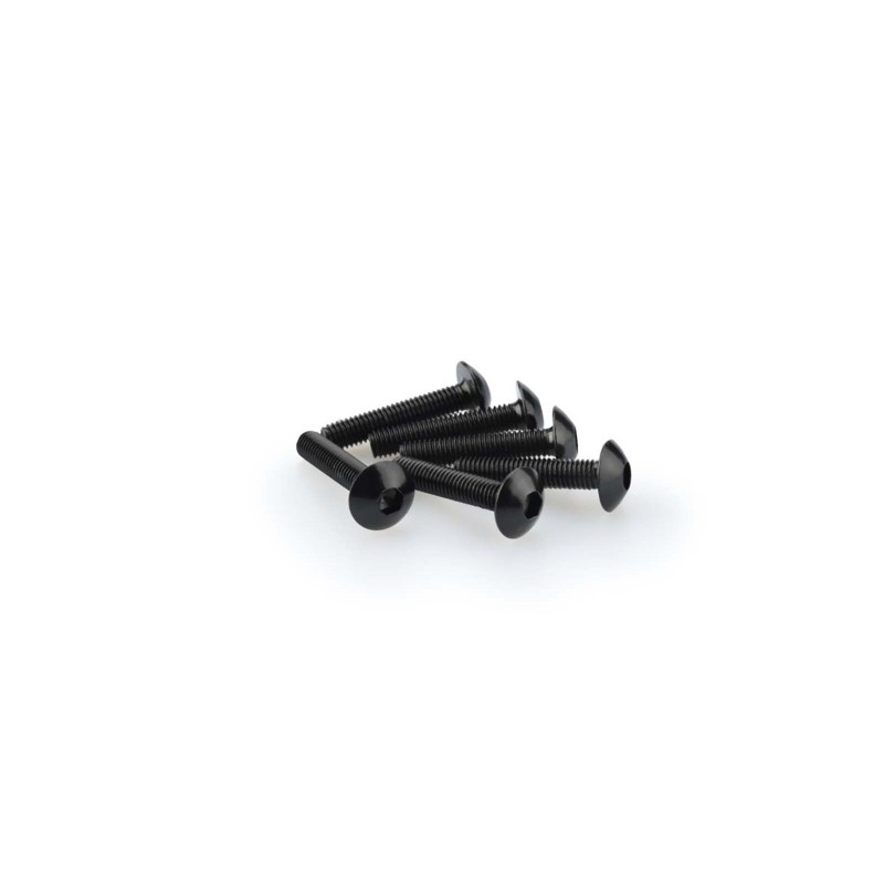 PUIG BLACK ANODIZED SCREW KIT - COD. 0610N - Round head, hexagon socket. Blister of 6 pieces. Size M5 x 25mm.