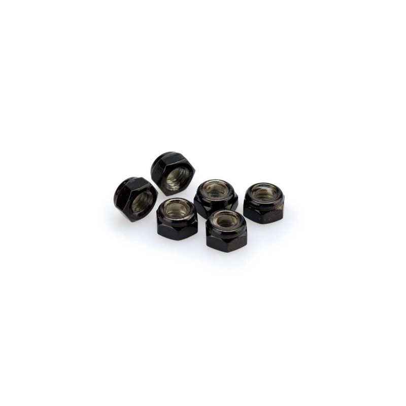 PUIG BLACK ANODIZED SCREW KIT - COD. 0832N - Self-locking anodized aluminum nuts. Blister of 6 pieces. Size M8.