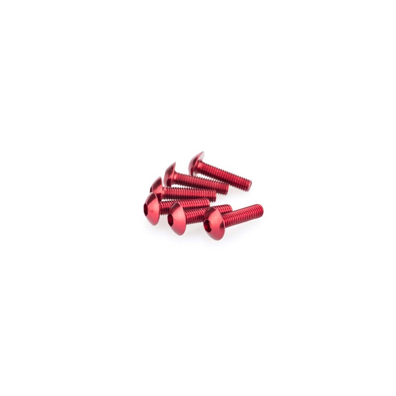 PUIG RED ANODIZED SCREWS KIT - COD. 0146R - Cylindrical head, hexagon socket. Blister of 6 pieces. Size M5 x 15mm.