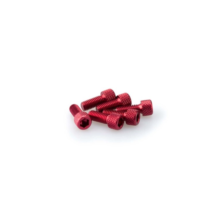 PUIG RED ANODIZED SCREWS KIT - COD. 0363R - Cylindrical head, hexagon socket. Blister of 6 pieces. Size M6 x 15mm.