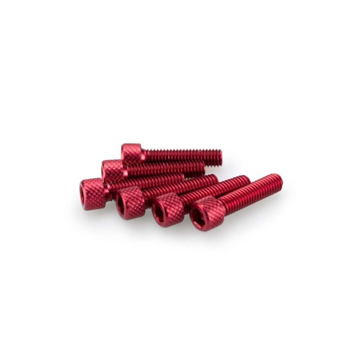 PUIG KIT VITI ANODIZZATE ROSSO - COD. 0544R - Testa cilindrica, cava esagonale. Blister da 6 pezzi. Misura M6 x 25 mm.