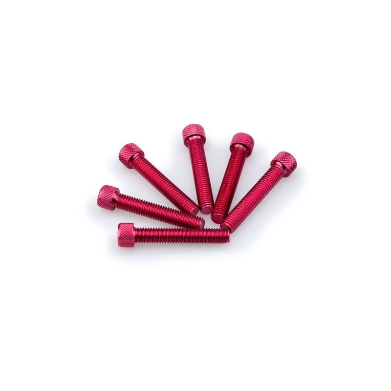 PUIG KIT VIS ANODIZZATE ROUGE - COD. 0516R - Testa cilindrica, cava esagonale. Blister da 6 pezzi. Misura M8 x 45 mm.