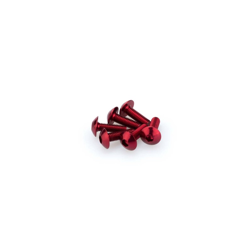 PUIG RED ANODIZED SCREWS KIT - COD. 0543R - Round head, hexagon socket. Blister of 6 pieces. Size M5 x 15mm.