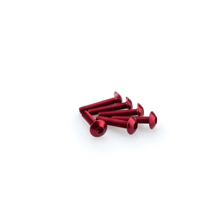 PUIG RED ANODIZED SCREWS KIT - COD. 0610R - Round head, hexagon socket. Blister of 6 pieces. Size M5 x 25mm.