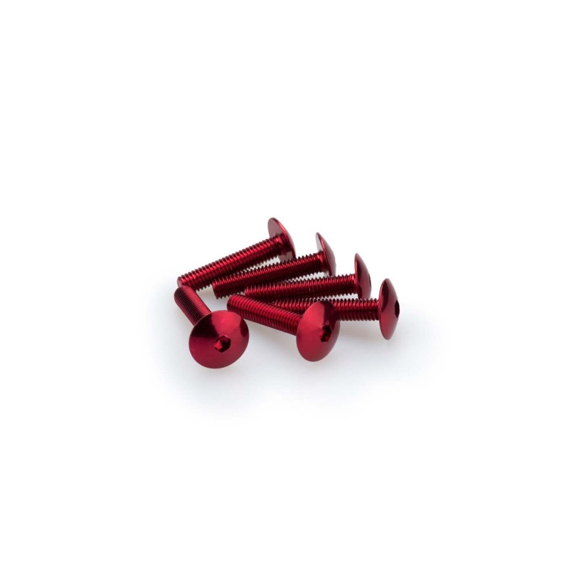 PUIG RED ANODIZED SCREWS KIT - COD. 3995R - Round head, hexagon socket. Blister of 6 pieces. Size M6 x 30mm.