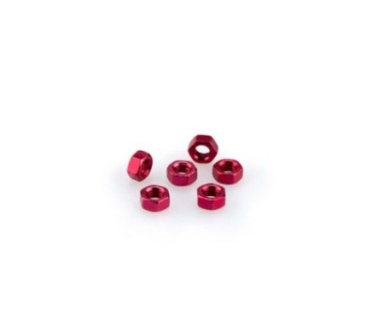 PUIG RED ANODIZED SCREWS KIT - COD. 0763R - Anodized aluminum nuts. Blister of 6 pieces. Size M5.