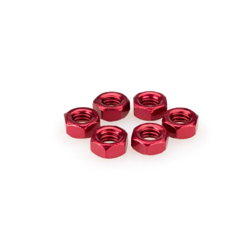 PUIG KIT DE TORNILLOS ANODIZADOS ROJOS - COD. 0764R - Tuercas de aluminio anodizado. BlIster de 6 piezas. TamaNo M6.