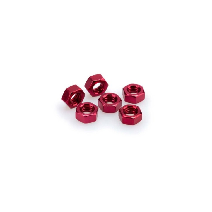 PUIG RED ANODIZED SCREWS KIT - COD. 0863R - Anodized aluminum nuts. Blister of 6 pieces. Size M8.