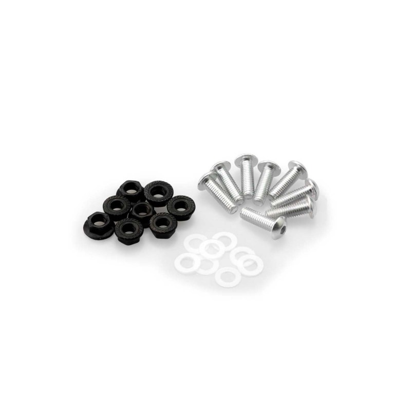 PUIG SILVER ANODIZED SCREWS KIT - COD. 0956P - Round head, hexagon socket, with nuts. Blister of 8 pieces. Size M5.