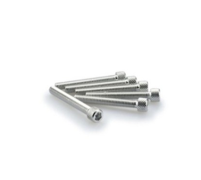 PUIG SILVER ANODIZED SCREWS KIT - COD. 0370P - Cylindrical head, hexagon socket. Blister of 6 pieces. Size M6 x 45mm.