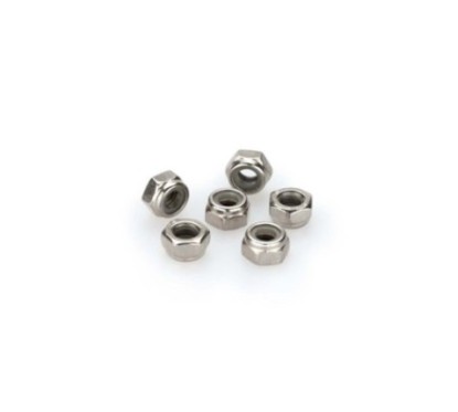 PUIG SILVER ANODIZED SCREWS KIT - COD. 0736P - Self-locking anodized aluminum nuts. Blister of 6 pieces. Size M6.