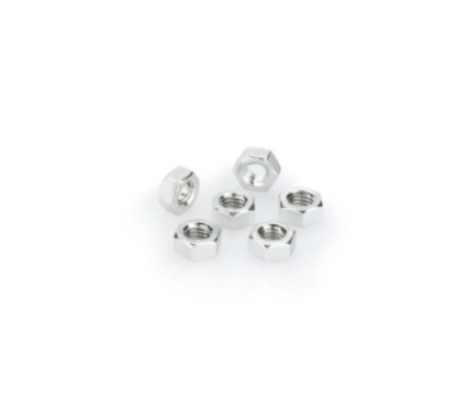 PUIG SILVER ANODIZED SCREWS KIT - COD. 0764P - Anodized aluminum nuts. Blister of 6 pieces. Size M6.