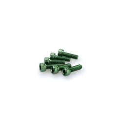 PUIG GREEN ANODIZED SCREWS KIT - COD. 0146V - Cylindrical head, hexagon socket. Blister of 6 pieces. Size M5 x 15mm.