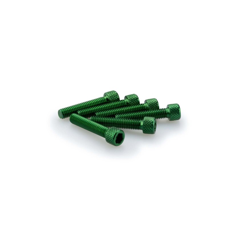 PUIG KIT DE TORNILLOS ANODIZADOS VERDE - COD. 0258V - Cabeza cilIndrica, casquillo hexagonal. BlIster de 6 piezas. TamaNo M6 x 3