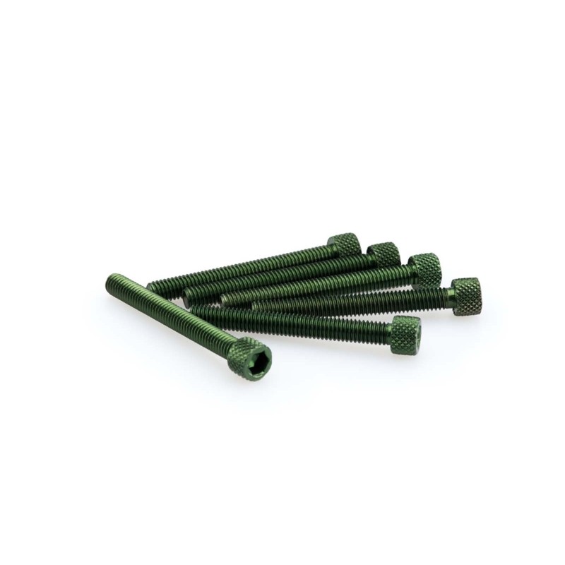 PUIG KIT DE TORNILLOS ANODIZADOS VERDE - COD. 0421V - Cabeza cilIndrica, casquillo hexagonal. BlIster de 6 piezas. TamaNo M6 x 5