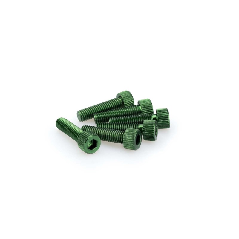 PUIG KIT DE TORNILLOS ANODIZADOS VERDE - COD. 0473V - Cabeza cilIndrica, casquillo hexagonal. BlIster de 6 piezas. TamaNo M8 x 3