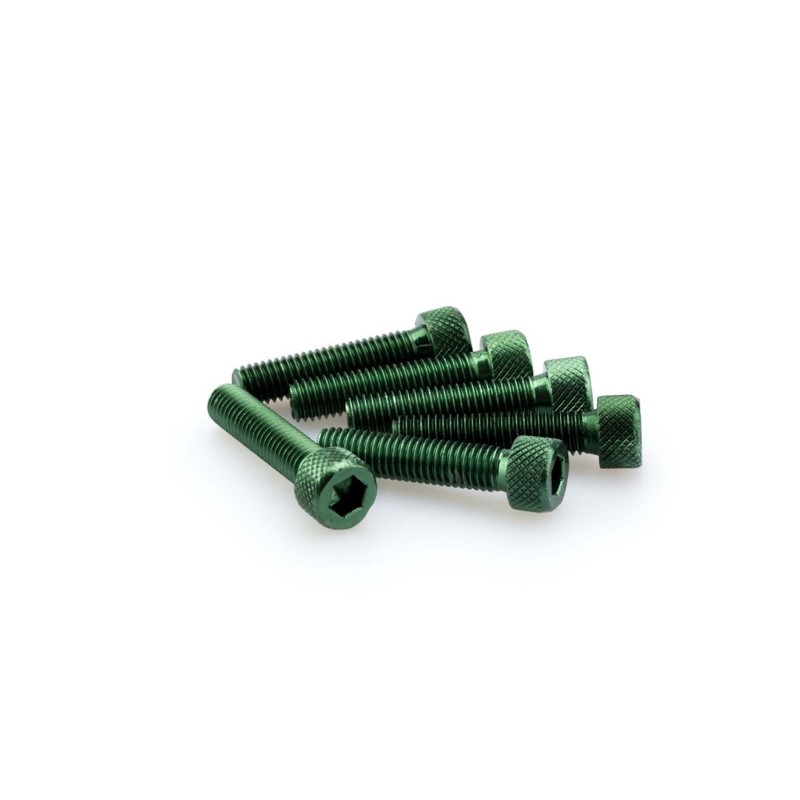 PUIG KIT DE TORNILLOS ANODIZADOS VERDE - COD. 0500V - Cabeza cilIndrica, casquillo hexagonal. BlIster de 6 piezas. TamaNo M8 x 3