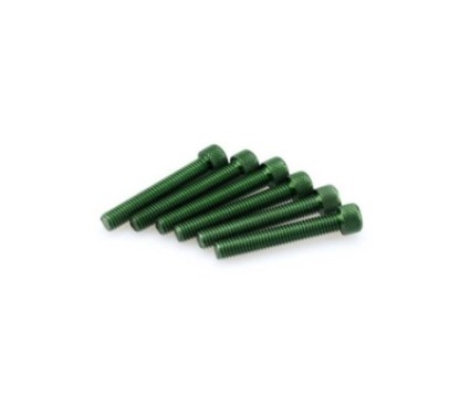 PUIG GREEN ANODIZED SCREWS KIT - COD. 0524V - Cylindrical head, hexagon socket. Blister of 6 pieces. Size M8 x 50mm.