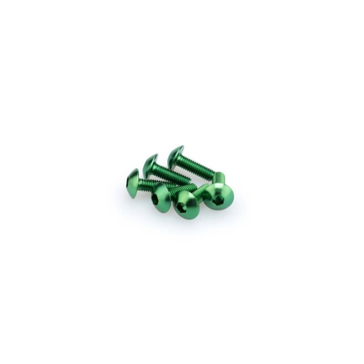 PUIG KIT VITI ANODIZZATE VERDE - COD. 0543V - Testa tonda, cava esagonale. Blister da 6 pezzi. Misura M5 x 15 mm.