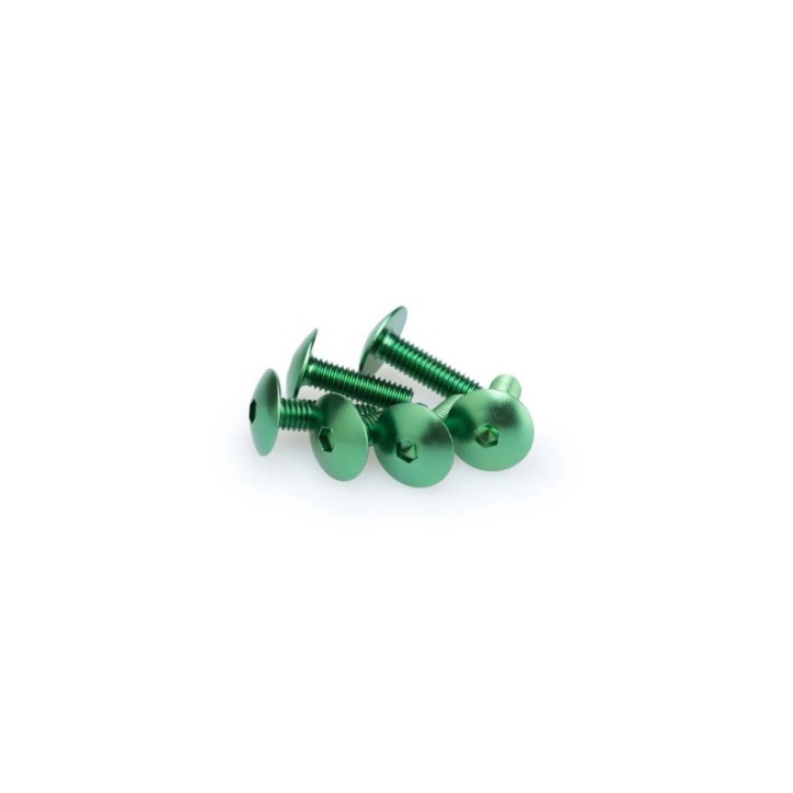 PUIG GREEN ANODIZED SCREWS KIT - COD. 0657V - Round head, hexagon socket. Blister of 6 pieces. Size M6 x 20mm.