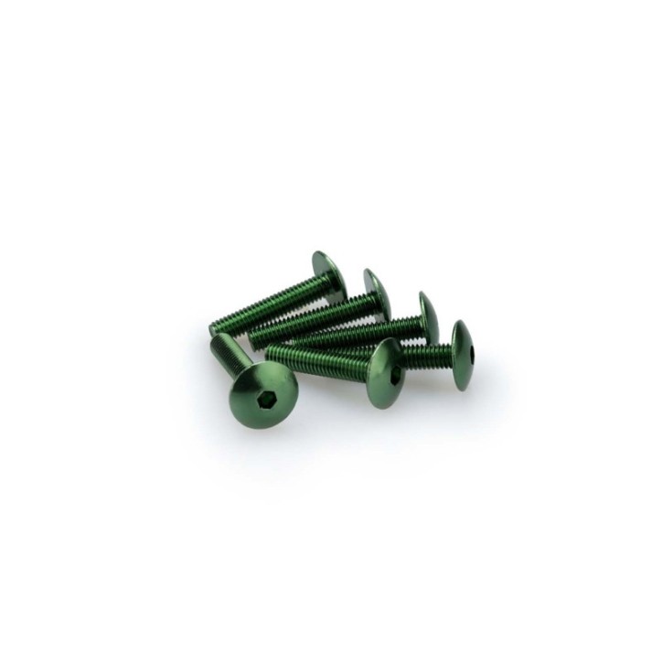 PUIG GREEN ANODIZED SCREWS KIT - COD. 3995V - Round head, hexagon socket. Blister of 6 pieces. Size M6 x 30mm.