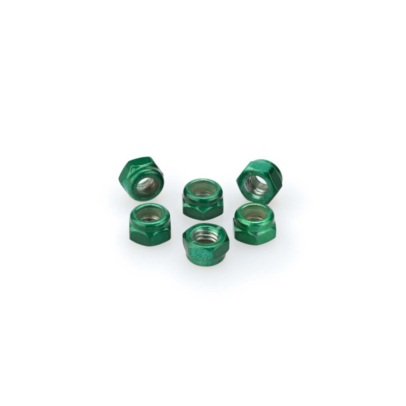 PUIG KIT DE TORNILLOS ANODIZADOS VERDE - COD. 0735V - Tuercas autoblocantes de aluminio anodizado. BlIster de 6 piezas. TamaNo M