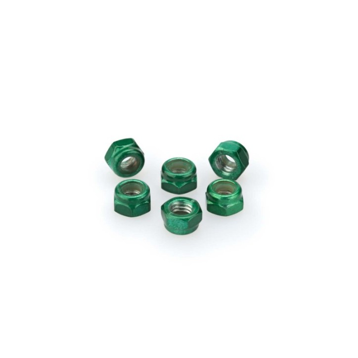 PUIG KIT DE TORNILLOS ANODIZADOS VERDE - COD. 0735V - Tuercas autoblocantes de aluminio anodizado. BlIster de 6 piezas. TamaNo