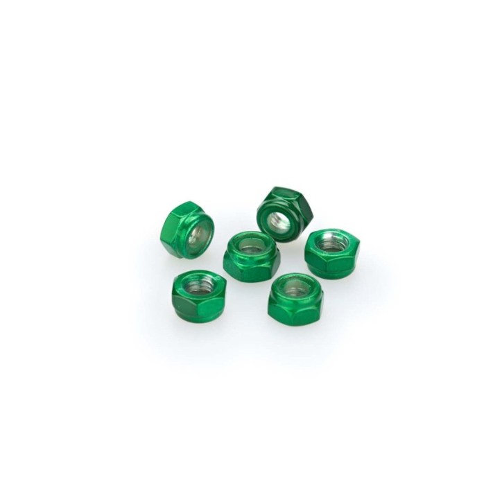 PUIG KIT DE TORNILLOS ANODIZADOS VERDE - COD. 0736V - Tuercas autoblocantes de aluminio anodizado. BlIster de 6 piezas. TamaNo