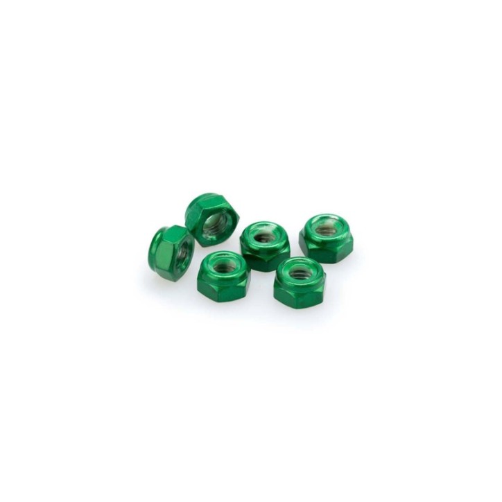 PUIG KIT DE TORNILLOS ANODIZADOS VERDE - COD. 0832V - Tuercas autoblocantes de aluminio anodizado. BlIster de 6 piezas. TamaNo