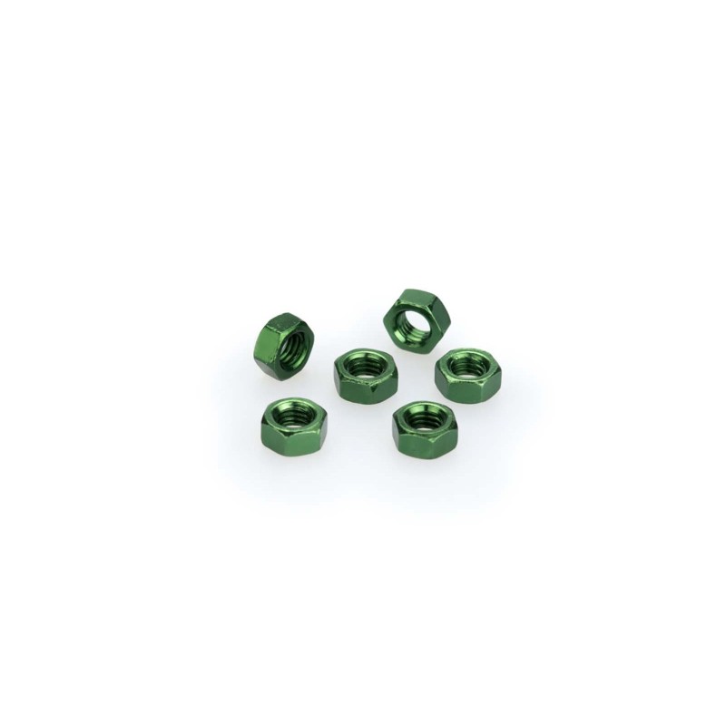 PUIG KIT DE TORNILLOS ANODIZADOS VERDE - COD. 0763V - Tuercas de aluminio anodizado. BlIster de 6 piezas. TamaNo M5.