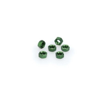 PUIG GREEN ANODIZED SCREWS KIT - COD. 0763V - Anodized aluminum nuts. Blister of 6 pieces. Size M5.